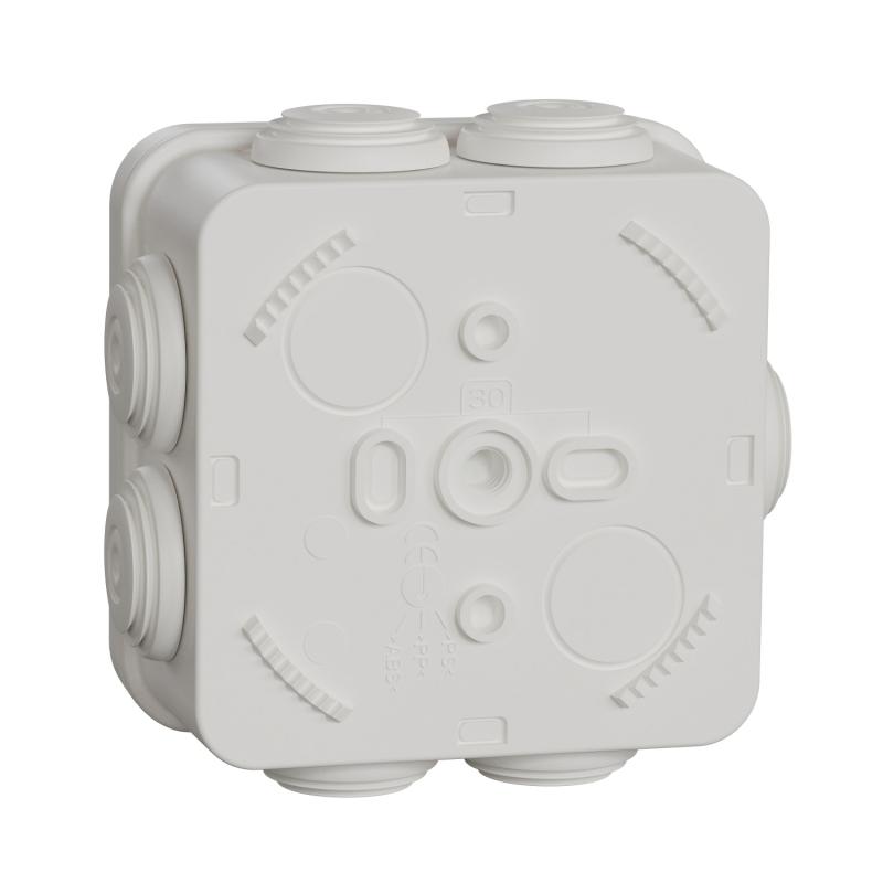 Mureva Box boite de dérivation avec embouts 80x80x45 IP55 blanc polaire SCHNEIDER IMT05024