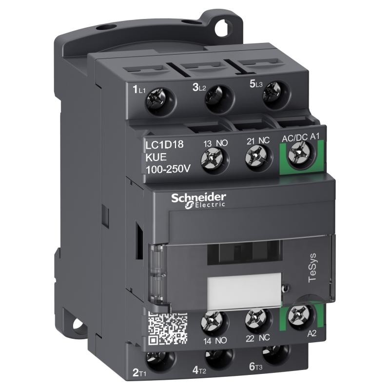 TeSys D contacteur 3P(3 NO) AC3 440V 18A 100 à 250Vca-cc SCHNEIDER LC1D18KUE