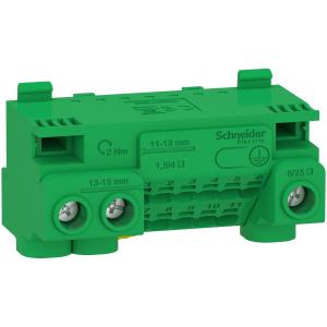 Resi9 bornier terre 63A + cavalier auto 11x1,5² à 4² vis 3x6² à 25² SCHNEIDER LGYT1E14 2