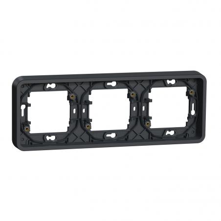 Mureva Styl Cadre 3 postes horizontal encastré IP55 IK08 gris SCHNEIDER MUR34109