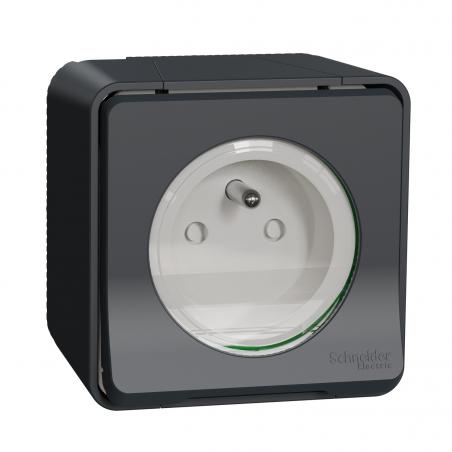 Mureva Styl Prise courant 2P+T saillie IP55 IK08 connexion auto gris SCHNEIDER MUR35031