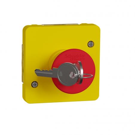 Mureva Styl Arrêt d'urgence à clé composable IP55 IK07 jaune SCHNEIDER MUR35052