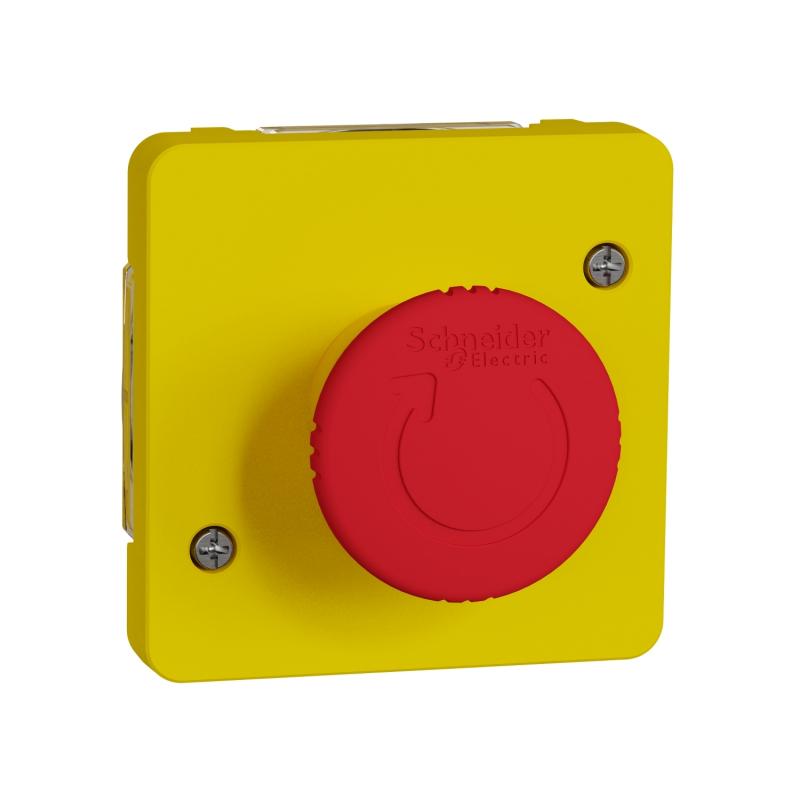 Mureva Styl Arrêt d'urgence 1/4 tour composable IP55 IK07 jaune SCHNEIDER MUR35053