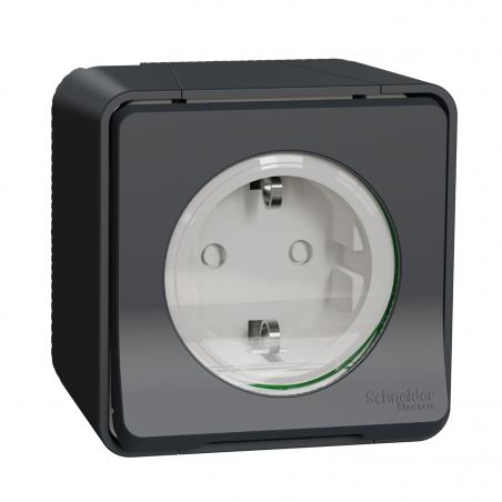 Mureva Styl Prise de courant 2P+T schuko saillie IP55 IK08 gris SCHNEIDER MUR36034