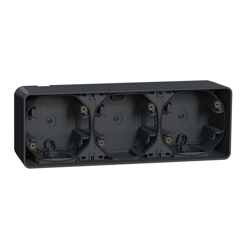 Mureva Styl Boîte 3 postes horizontale saillie IP55 IK08 gris SCHNEIDER MUR37713
