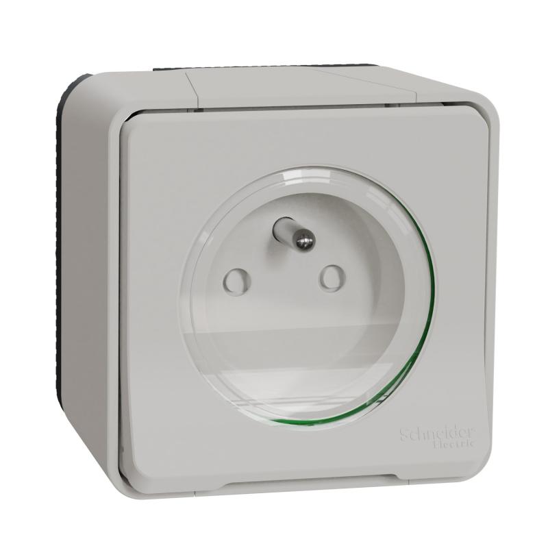 Mureva Styl Prise de courant 2P+T saillie IP55 IK08 connex auto blanc SCHNEIDER MUR39030