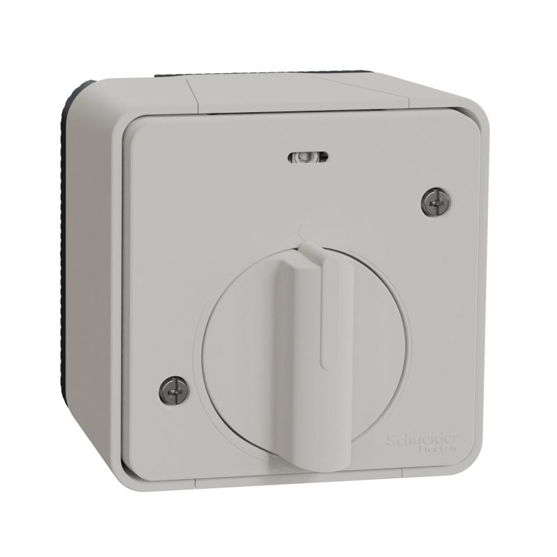 Mureva Styl Interrupteur temporisé LED saillie IP55 IK08 blanc SCHNEIDER MUR39067