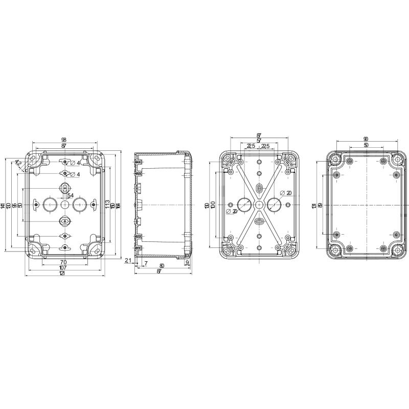 Thalassa boîte industrielle 164x121x87mm ABS SCHNEIDER NSYTBS16128