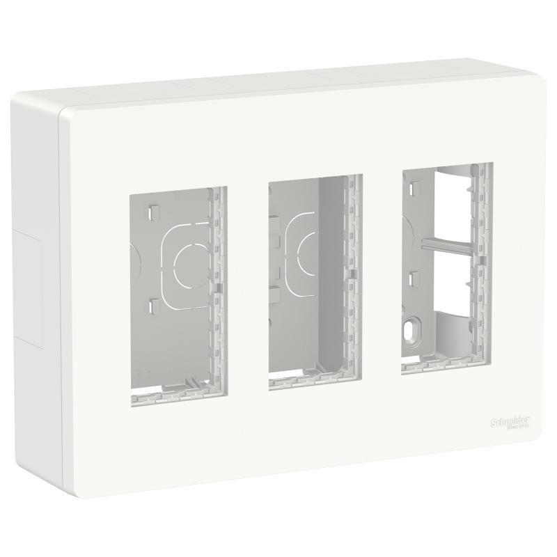 Unica boîte de concentration saillie complète 3 col de 4 mod Blanc SCHNEIDER NU123418
