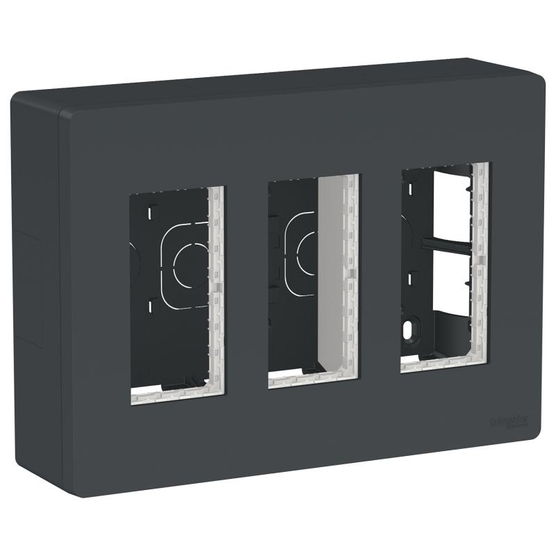 Unica boîte de concentration saillie complète 3 col de 4 mod Anthracite SCHNEIDER NU123454