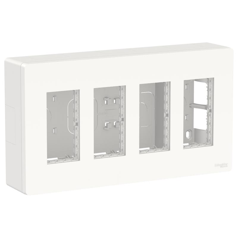 Unica boîte de concentration saillie complète 4 col de 4 mod Blanc SCHNEIDER NU124418