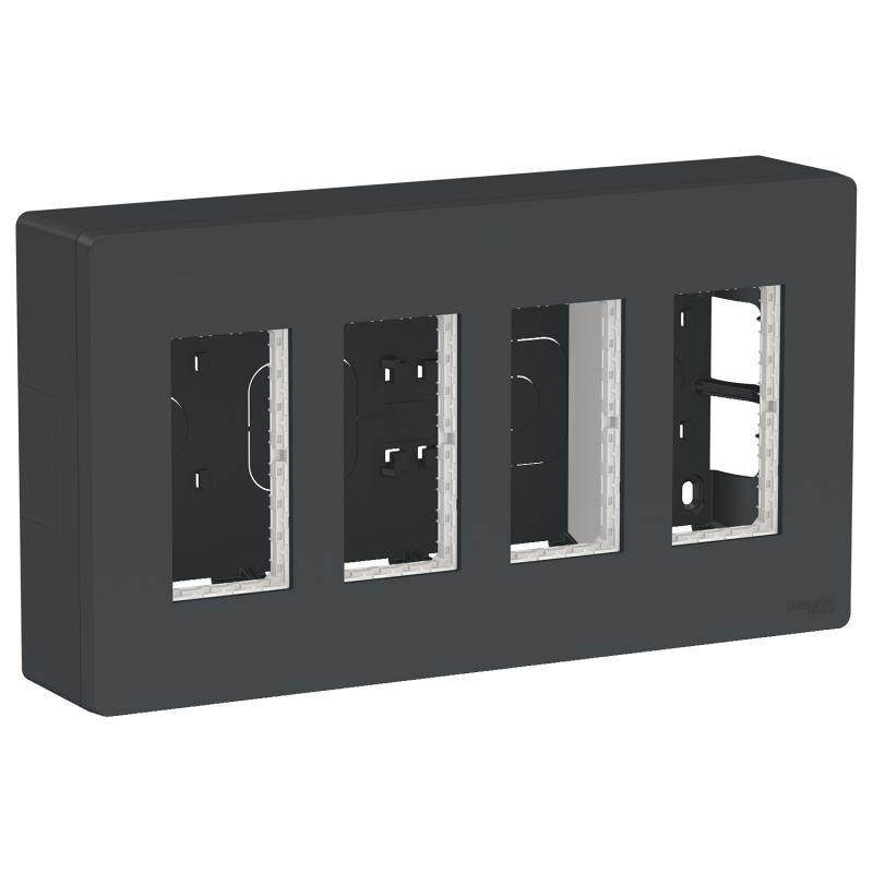 Unica boîte de concentration saillie complète 4 col de 4 mod Anthracite SCHNEIDER NU124454