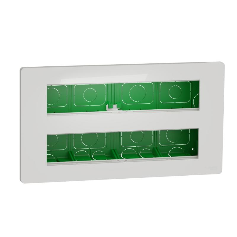 Unica boîte de concentration encastrée complète 2 col de 10 mod Blanc anti SCHNEIDER NU171020
