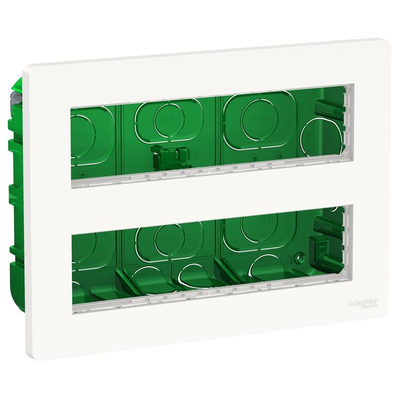 Unica boîte de concentration encastrée complète 2 rang de 8 mod Blanc anti SCHNEIDER NU171820