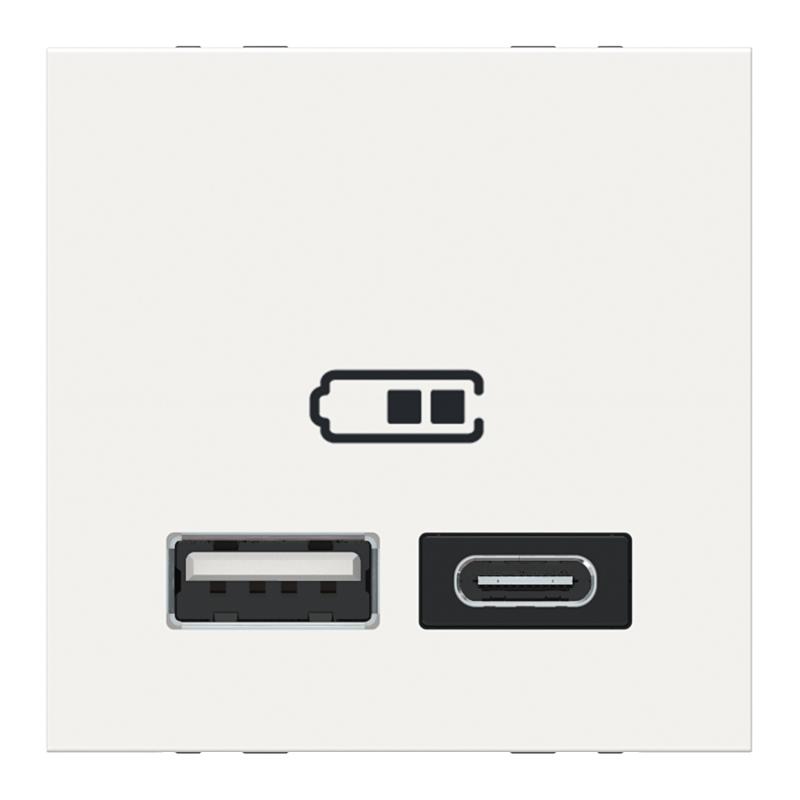 Unica chargeur USB double 5Vcc 2,4A type A+C 2 modul blanc méca seul SCHNEIDER NU301818