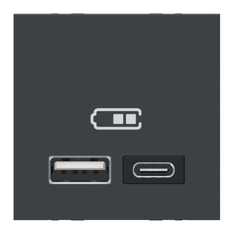 Unica chargeur USB double 5Vcc 2,4A type A+C 2 modul anthr méca seul SCHNEIDER NU301854