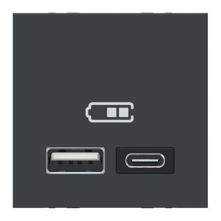 Unica chargeur USB double 5Vcc 2,4A type A+C 2 modul anthr méca seul SCHNEIDER NU301854