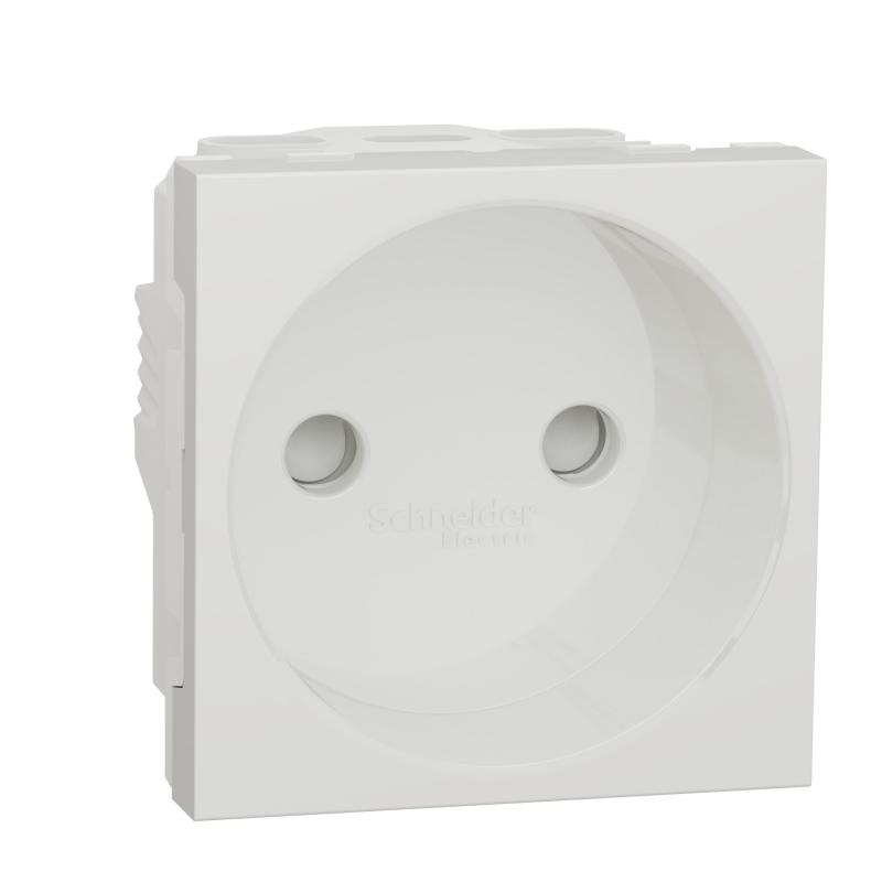 Unica prise 2P bornier à vis 2 mod Blanc méca seul SCHNEIDER NU303318