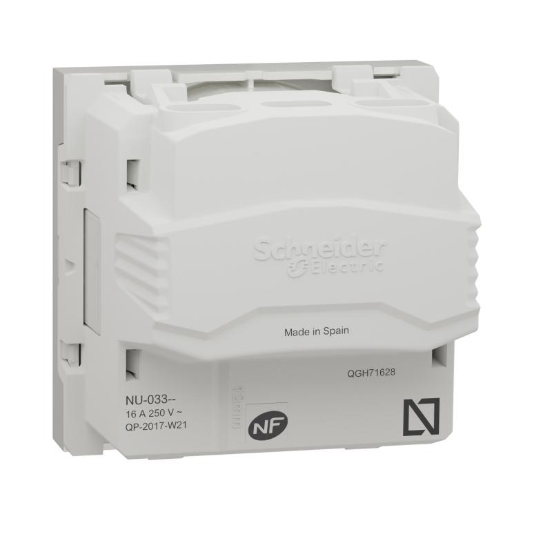 Unica prise 2P bornier à vis 2 mod Blanc méca seul SCHNEIDER NU303318