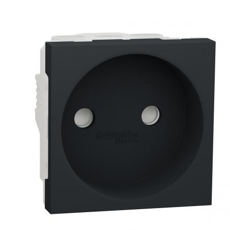 Unica prise 2P bornier à vis 2 mod Anthracite méca seul SCHNEIDER NU303354