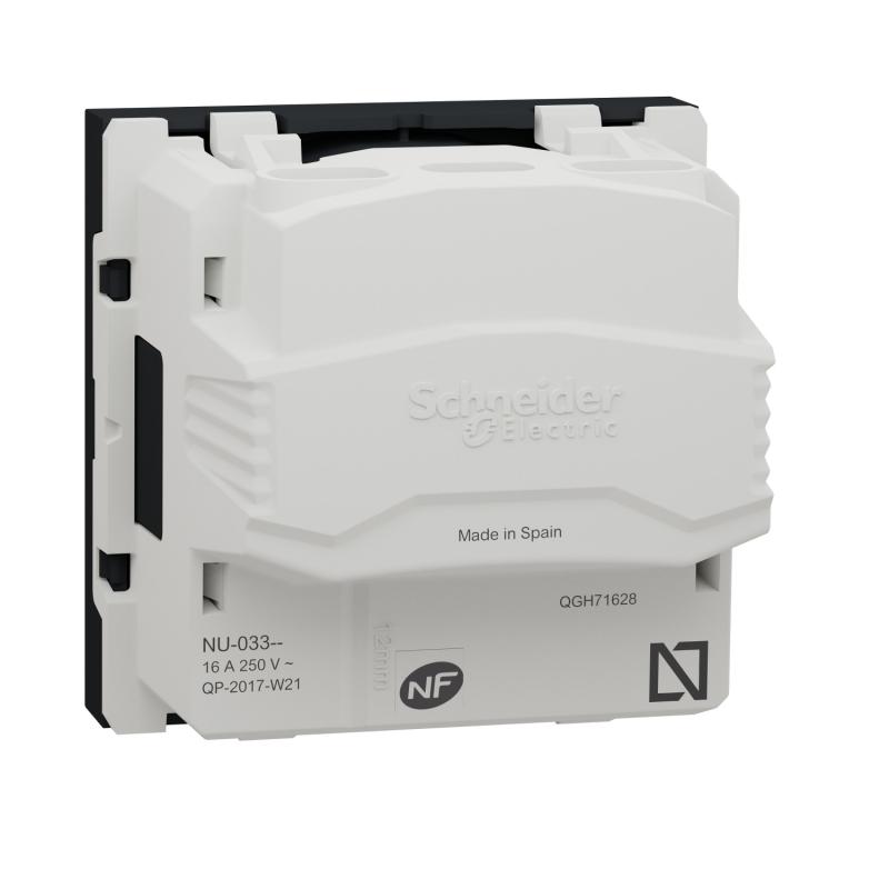 Unica prise 2P bornier à vis 2 mod Anthracite méca seul SCHNEIDER NU303354