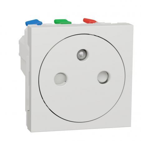 Unica prise 2P+T FR 90° affleur raccord rapid Blanc anti méca seul SCHNEIDER NU305220