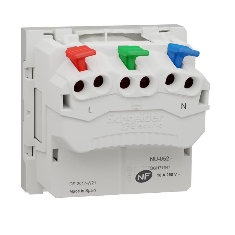 Unica prise 2P+T FR 90° affleur raccord rapid Blanc anti méca seul SCHNEIDER NU305220