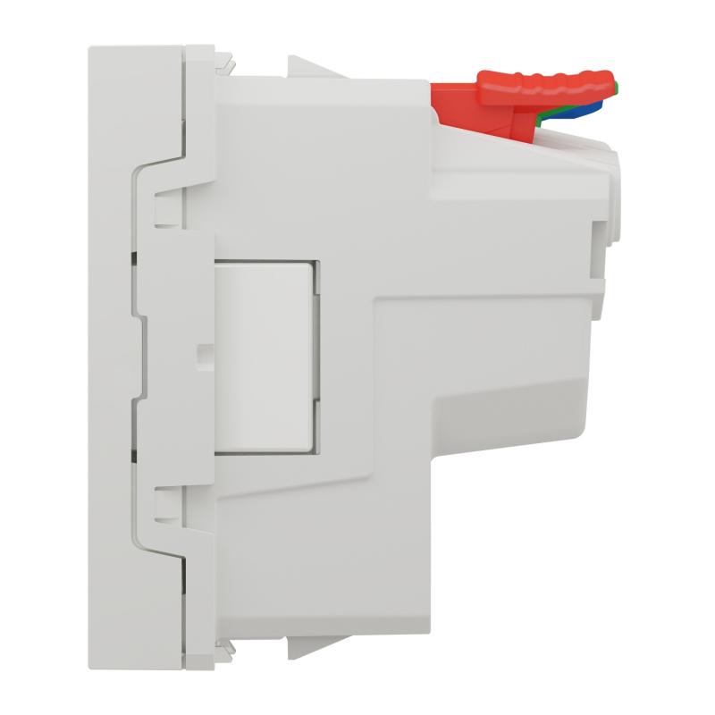 Unica prise 2P+T FR 90° affleur raccord rapid Blanc anti méca seul SCHNEIDER NU305220