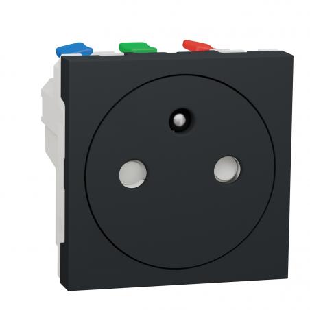 Unica prise 2P+T FR 90° affleurant raccord rapide Anthra méca seul SCHNEIDER NU305254