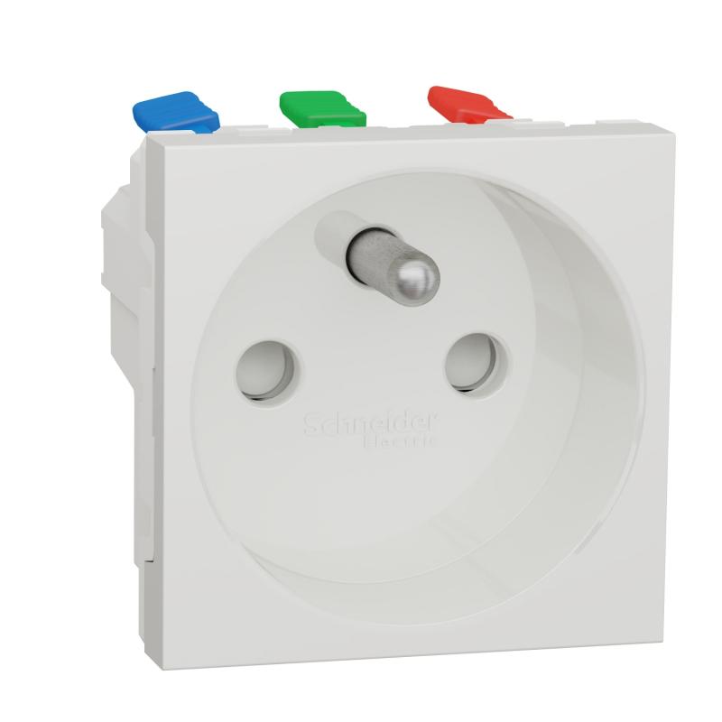 Unica prise 2P+T FR 90° goulotte connex rapid Blanc anti méca seul SCHNEIDER NU305920T