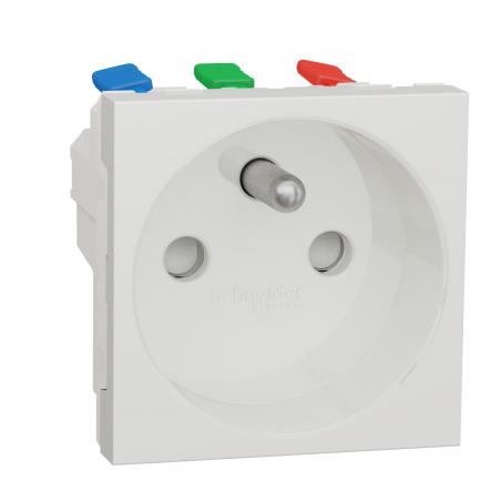 Unica prise 2P+T FR 90° goulotte connex rapid Blanc anti méca seul SCHNEIDER NU305920T