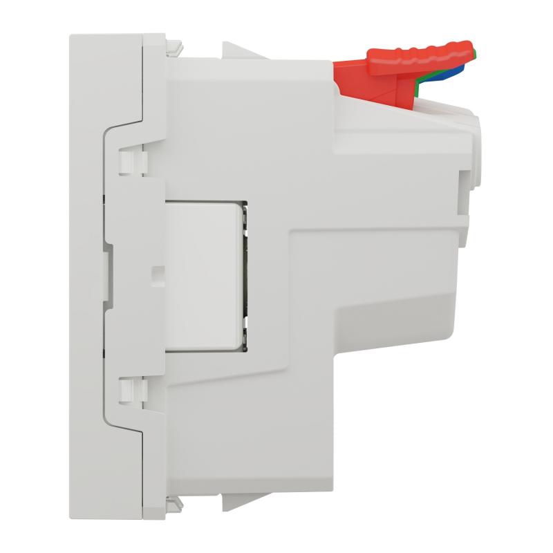 Unica prise 2P+T FR 90° goulotte connex rapid Blanc anti méca seul SCHNEIDER NU305920T