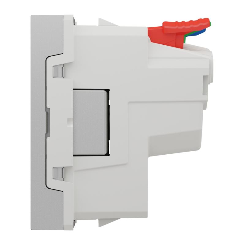 Unica prise 2P+T FR 90° raccord rapide traversant Alu méca seul SCHNEIDER NU305930