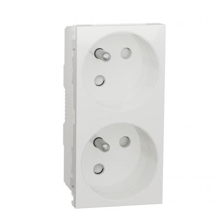 Unica prise double 2P+T FR 45° connexion rapide Blanc méca seul SCHNEIDER NU306918