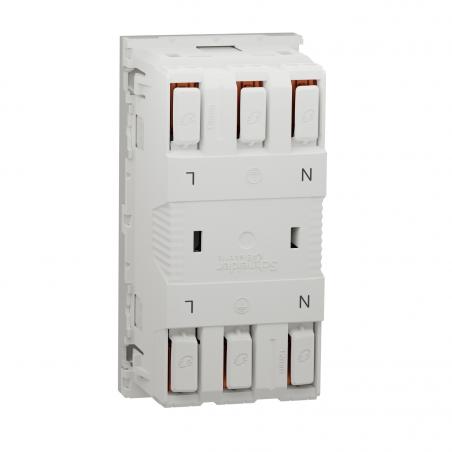 Unica prise double 2P+T FR 45° connexion rapide Blanc méca seul SCHNEIDER NU306918