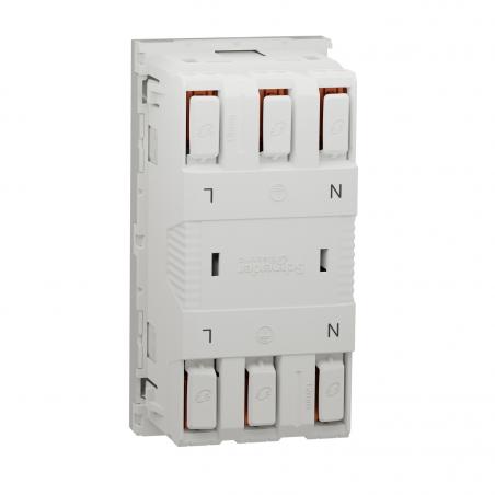 Unica prise double lum 2P+T FR 45° connexion rapide Blanc méca seul SCHNEIDER NU306918S