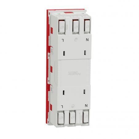 Unica prise triple 2P+T FR 45° goulotte détrompage Rouge méca seul SCHNEIDER NU307103T