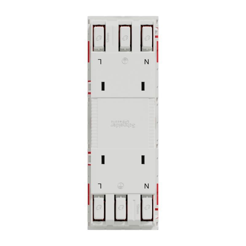 Unica prise triple 2P+T FR 45° goulotte détrompage Rouge méca seul SCHNEIDER NU307103T