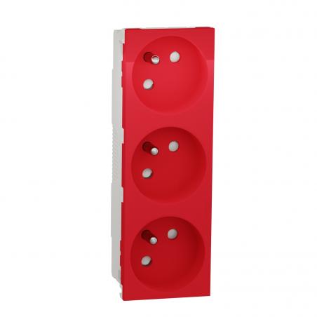 Unica prise triple 2P+T FR 45° Rouge méca seul SCHNEIDER NU307903