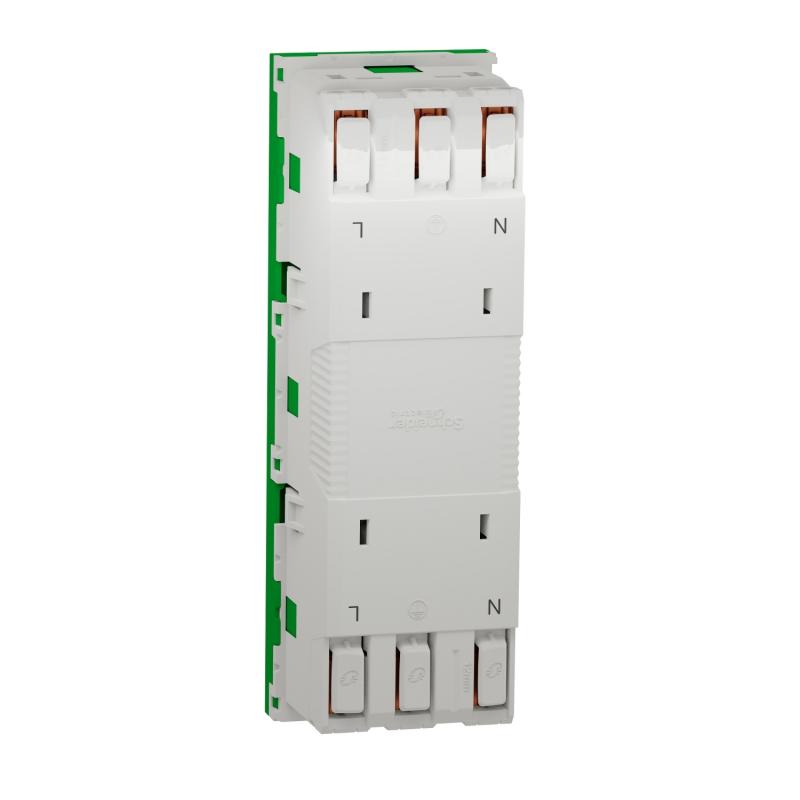 Unica prise triple 2P+T FR 45° Vert méca seul SCHNEIDER NU307906