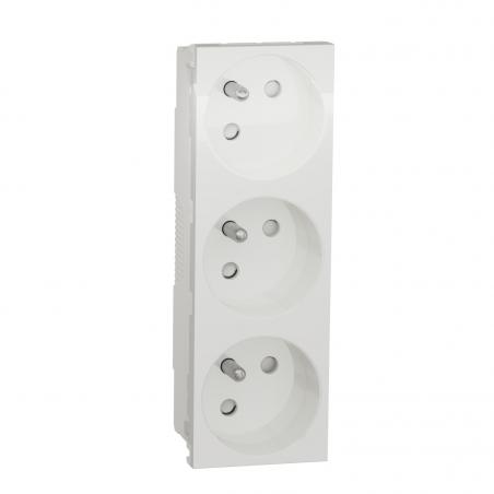 Unica prise triple 2P+T FR 45° Blanc méca seul SCHNEIDER NU307918