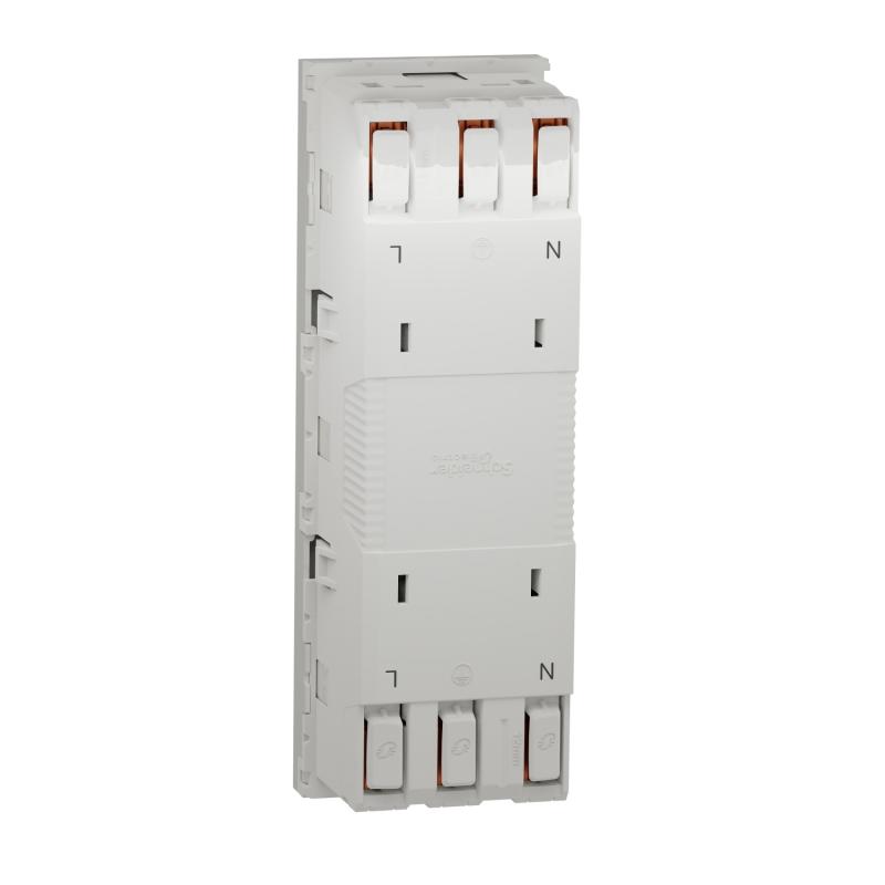 Unica prise triple 2P+T FR spéciale goulotte Blanc méca seul SCHNEIDER NU307918T