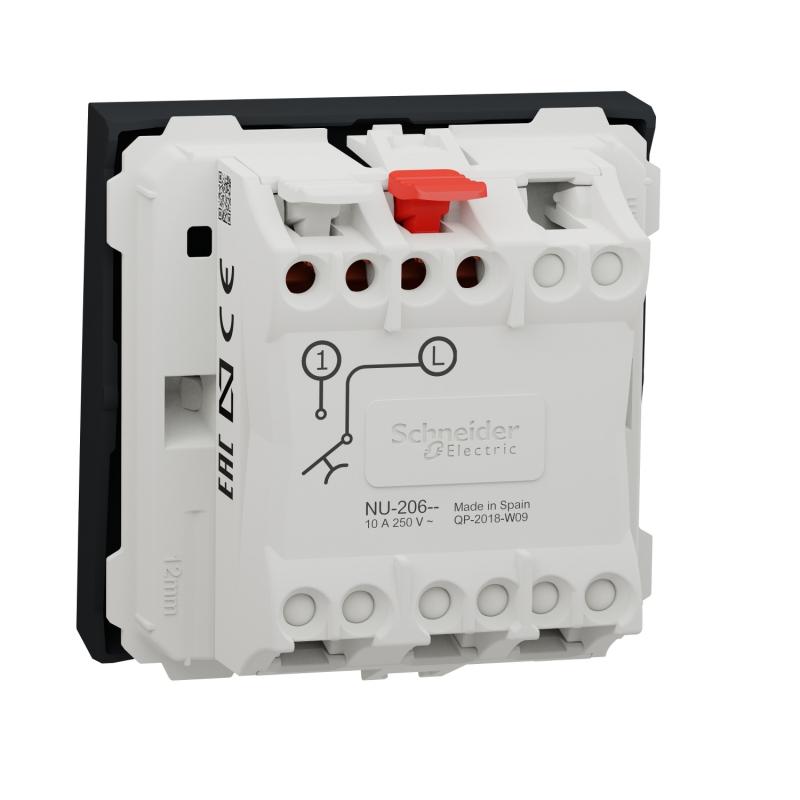 Unica bouton-poussoir NO 10A connex rapid 2 mod Anthracite méca seul SCHNEIDER NU320654