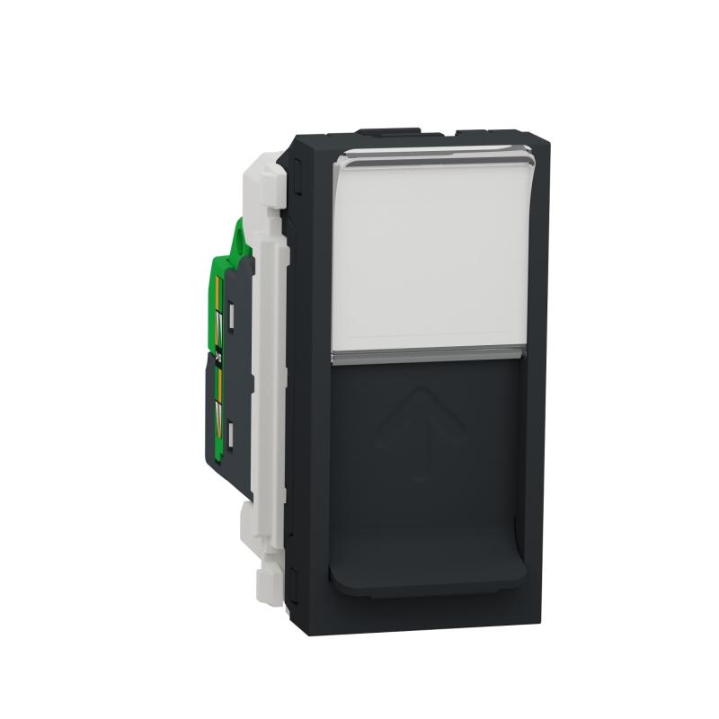 Unica prise RJ45 simple cat 6 FTP 1 mod Anthracite méca seul SCHNEIDER NU344754