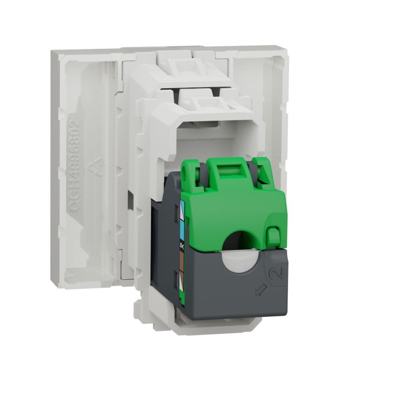 Unica prise RJ45 simple cat 6A FTP 2 mod Blanc méca seul SCHNEIDER NU344918