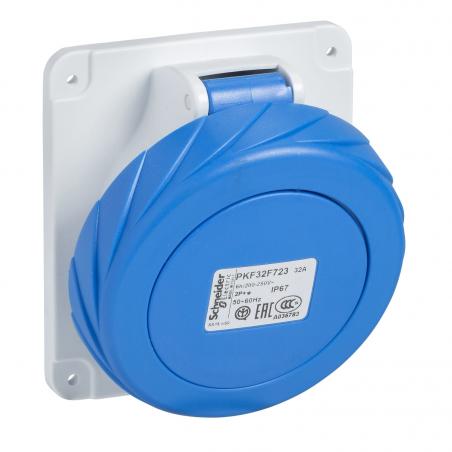 PratiKa socle prise industrielle 32A IP67 230V 3 Pôles à vis SCHNEIDER PKF32F723
