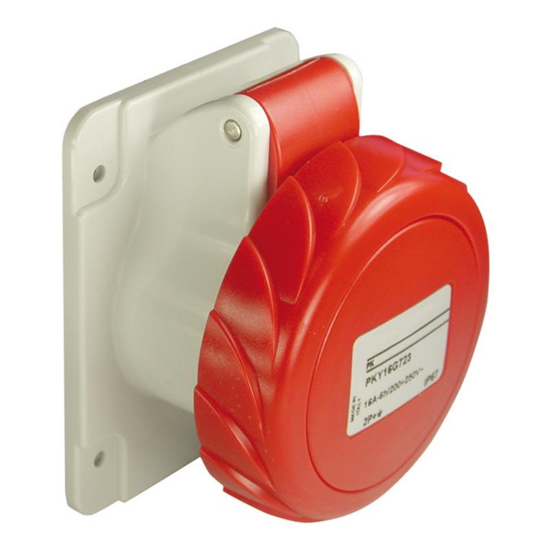 PratiKa socle prise industrielle droite 32A IP67 380 4P vis SCHNEIDER PKF32G734