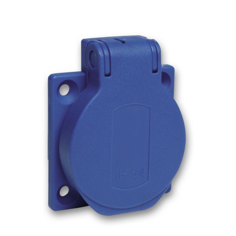 Pratika Socle prise schuko enc 50x50 fix post blue ip54 220v 2pt SCHNEIDER PKS51B
