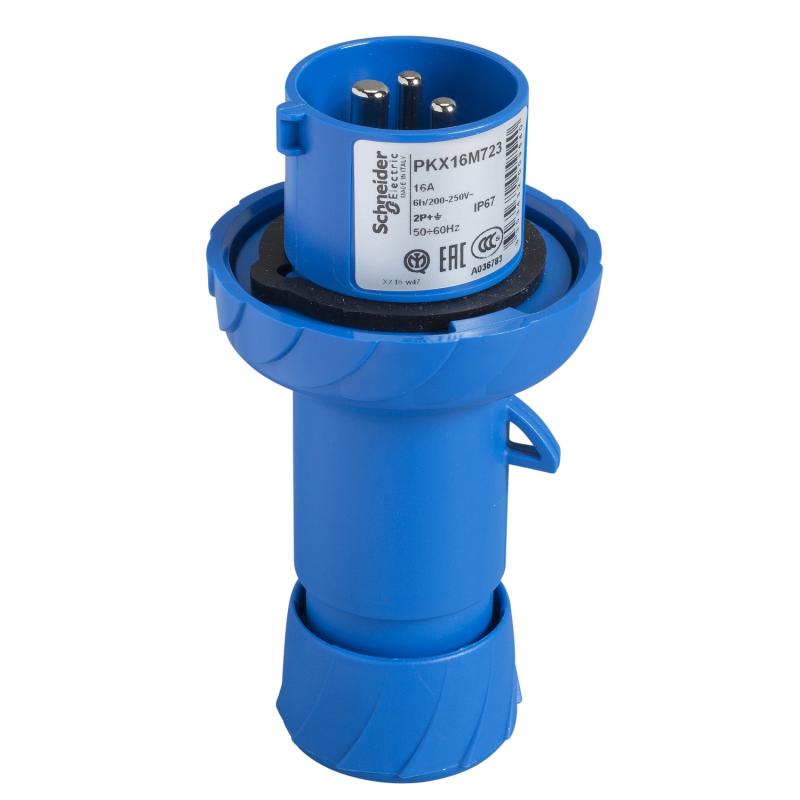 PratiKa fiche mobile industrielle droite 32 A 2P+T 200-250 V CA IP67 SCHNEIDER PKX32M723