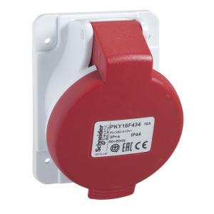 PratiKa socle de prise industrielle coudée 16 A 3P+N+T 380-415 V CA IP44 SCHNEIDER PKY16F435 2